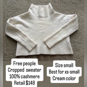 Free people cropped cashmere turtleneck sweater